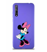 Huawei P Smart S Soft Premier Kapak Minnie Mouse-F Tasarımlı Silikon Kılıf - Mor (Şeffaf)