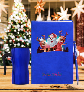 Yılbaşı İçin Kişiye Özel Tasarım Defter Kalem & Termos Mug Hediye Seti