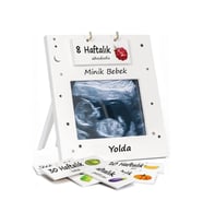Ultrason Fotoğraf Çerçevesi  Haftalık Hamilelik Kartları  Hediyelik Gebelik Takibi Anı Çerçevesi (Beyaz)