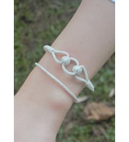 Gümüş Bileklik İkili Kombin Çift Top Detaylı Kazaziye El Örgüsü : Gümüş - 18 cm : Gümüş - 20 cm