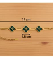 Kadın Siyah Renk Yonca Figürlü Altın Renk Bileklik – 17 cm Ayarlanabilir Zincir