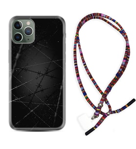 Apple iPhone 11 12 13 14 Pro Max Kılıf Boyun Asklı Rasta Silikon Dikenli Tel 1779