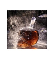 1 Litre Kuru Kafa Cam Şişe Viski Likör Şarap Hediyelik Karaf Kafatası Tasarım Hediye Karafı Şişesi (Şeffaf)
