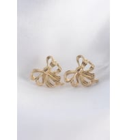Pirinç Gold Renk Fiyonk Küpe