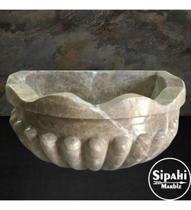 Sipahi Marble Emperador Fırfırlı Kavun Dilimli D Model Kurna