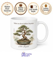 Bonsai Ağacı Temalı Baskılı Kupa Bardak Hediye Özel Tasarım Porselen Mug