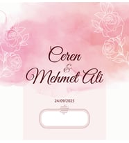 Nikah Nişan Düğün Davetiyesi Kare İkiz İp Bağlamalı 5025