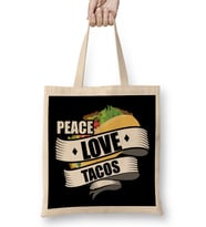 Cute & Funny Peace Love Tacos Bez Çanta Uzun Saplı