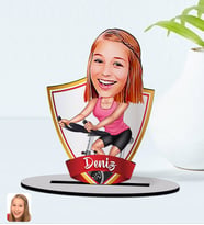 BK Gift Kişiye Özel İsimli Kadın Fitness Sporcusu Karikatürlü Ahşap Biblo Model-1