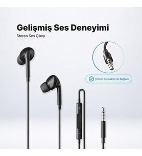 Pop 3 Classic 3.5mm Stereo Mikrofonlu Kulakiçi Kablolu Kulaklık Siyah 2KMM19S