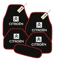 Citroën Logolu 5 Parça Oto Halı Paspası – Su Geçirmez, Kaymaz Tabanlı, Aracınıza Özel Uyumlu Tasarım (Siyah-Kırmızı)