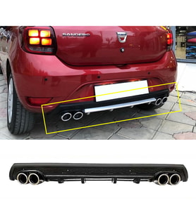 Dacia Sandero Siyah Difüzör Çiftli Yuvarlak Egzoz Görünümlü D Tip Difizör