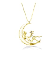 Gümüş Kolye Pırlanta Kolye (Ay Kız Sarı) (Gold)