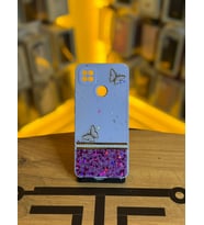 Redmi 9C Uyumlu Kelebek Figürlü Simli Parlak Telefon Kılıfı (Mor)