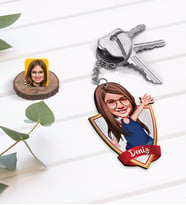 BK Gift Kişiye Özel İsimli Kız Çocuk Karikatürlü Ahşap Anahtarlık-4