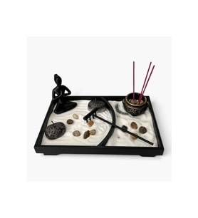 Kişiye Özel Yin Yang Zen Kum Bahçesi Yoga Figürlü Tütsülüklü Ahşap Masaüstü Meditasyon Seti 22,5 x 15 x 10 cm