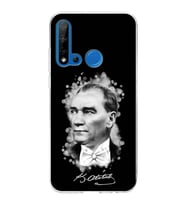 Huawei P20 Lite 2019 Uyumlu Kapak Atatürk Tasarımlı Şeffaf Silikon Kılıf