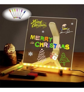 Plentiful  LED Işıklı Kendiliğinden Renkli Fosforlu Kalemli Kare Yazı Panosu 20x20 cm