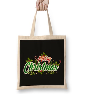 Yılbaşı Yeni Yıl Konseptli Merry Christmas 013 Bez Çanta Uzun Saplı