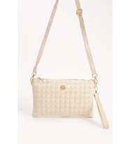 Sanmorris Kadın Suni Deri Krem Renkli Ayarlanabilir Çapraz Ve El Askılı Portföy, Clutch Çanta