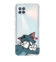 Oppo Reno 4 Lite Uyumlu Tom ve Jerry Öpücük Desenli Şeffaf Telefon Kılıfı