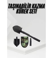 Katlanır Portatif Kazma Kürek Seti Portatif Çelik Taşıma Çantalı Pusulalı