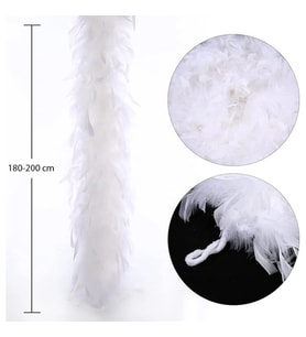 Mey İthalat® Beyaz Renk Kabarık Kalın Otriş Boa Tüy 6 cm Genişlik 180-200 cm Uzunluk