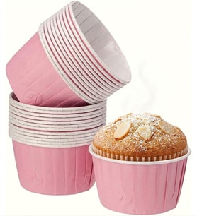 ŞeyliŞeyler - 50'li Muffin Kek Kağıdı Kapsülü - Kraft & Pembe Cupcake Kalıbı