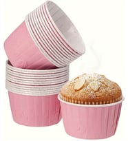 ŞeyliŞeyler - 50'li Muffin Kek Kağıdı Kapsülü - Kraft & Pembe Cupcake Kalıbı
