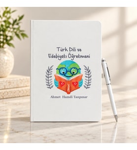 Edebiyat Öğretmeni Öğretmenler Günü Hediyesi İsim Baskılı Defter Kalem Seti