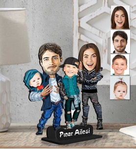 Kişiye Özel 2 Boyutlu Aile  Ahşap Biblo-20