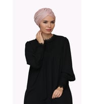 Pudra Pratik Hazır Geçmeli Tesettür Bone Fukuro Piliseli Tek Çapraz Büzgülü 1824_06