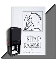Kişiye Özel  Beyaz Kedi 2 Tarihli Kitap Kaşesi (Siyah)