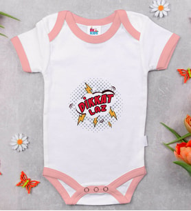 BK Kids Dikkat Laz Tasarımlı Pembe Bebek Body Zıbın-1
