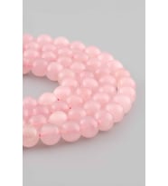 Pembe Kuvars Doğal Taş Parlak Küre Kesim 10mm Dizi [AB+]