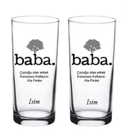 2 li Babalar Günü Kişiye Özel Tasarım Rakı Bardağı GRİ447758