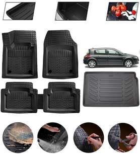 Renault Megane 2 Hatchback 2002-2009 Uyumlu Paspas Araca Özel Bagaj Havuzu MBS Siyah