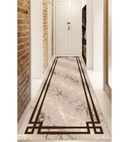 Dijital Baskılı Kaymaz Taban Yıkanabilir Modern Yolluk Ve Koridor Halısı NDU-HT-1093 (Kahverengi)