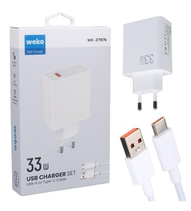 M11 Beyaz 33 Watt Turbo Usb Şarj Başlık Adaptörü + Type-C Kablo (4767)