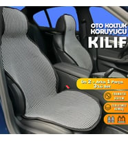 Hyundai Atos Uyumlu Koltuk Kılıfı Minder Çizgili Füme Beyaz 2+1 Ön Arka Set