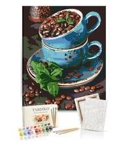 Sayılarla Boyama Seti 40 x 50 cm Tuval Şasesine Gerili Çekirdek Kahve Fincanı