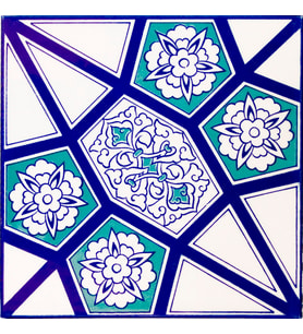 20x20 Cm AC 3 A Geometrik Mavi Beyaz Desen Çini Karo