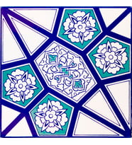 20x20 Cm AC 3 A Geometrik Mavi Beyaz Desen Çini Karo