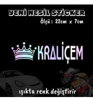 taçlı kraliçem ön arka cam uyumlu 2adet oto sticker - ışıkta renk değiştiren hologram sticker yapıştırma