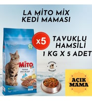 La Mito Mix Tavuklu Hamsili Yetişkin Açık Kedi Maması 1 Kg paket x 5 adet