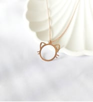 925 Ayar Gümüş Kedi Figürlü Rose Kolye