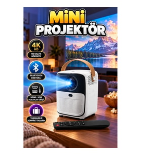 Mini Projektör HDMI USB Kulaklık Girişli Bluetooth Destekli Çoklu Bağlantı