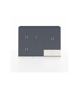 Arges Dolap 12 Raflı 2 Çekmeceli 7 Kapaklı 220x30x163 Antrasit-Antrasit/Aytaşı