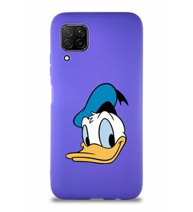 Huawei P40 Lite Soft Premier Kapak Donald Duck-B Tasarımlı Silikon Kılıf - Mor (Şeffaf)