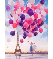Eyfel Kulesi ve Balonlar Sayılarla Boyama Seti 40x50 cm (Tuvale Gerili)